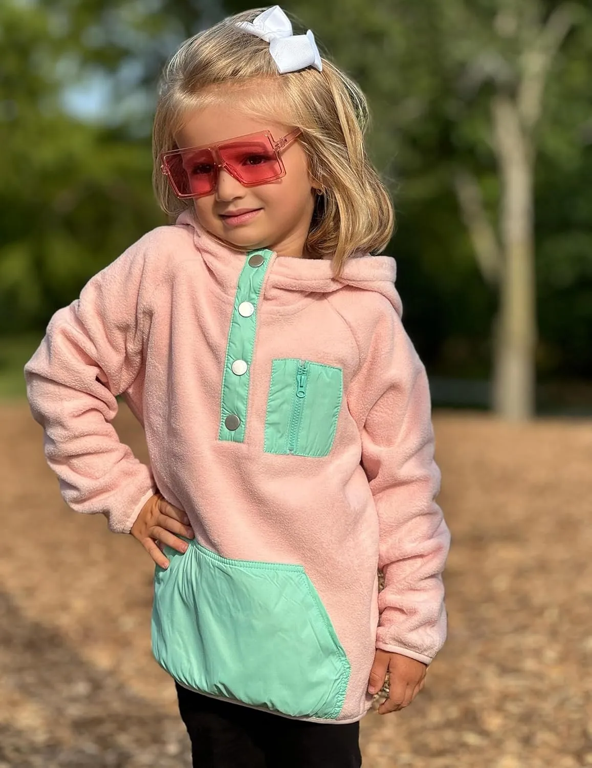 Arshiner Girls Fleece Pullover Hooded Sweatshirt Colorblock Sherpa Hoodie