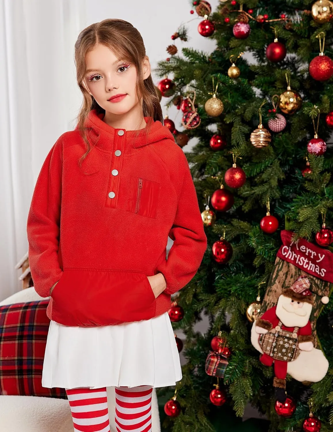 Arshiner Girls Fleece Pullover Hooded Sweatshirt Colorblock Sherpa Hoodie
