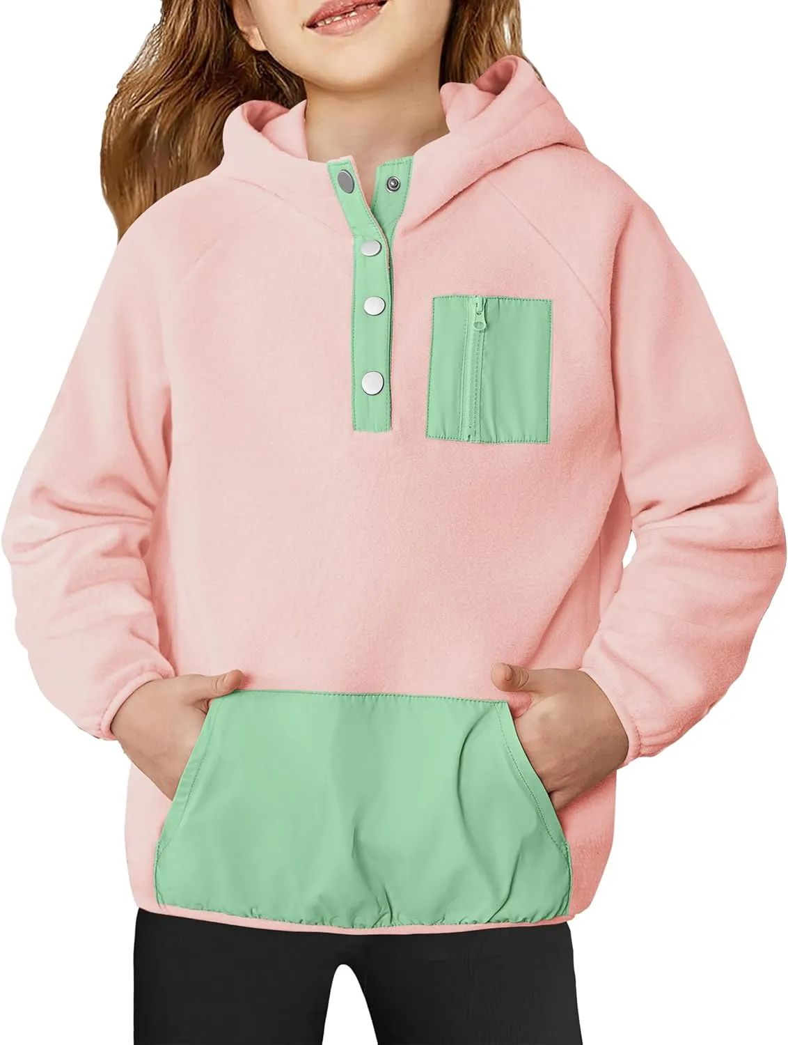 Arshiner Girls Fleece Pullover Hooded Sweatshirt Colorblock Sherpa Hoodie