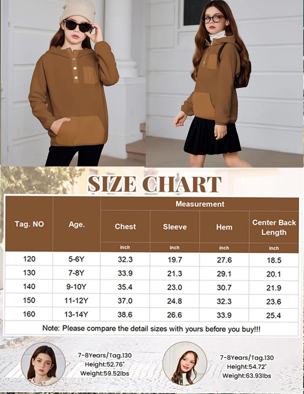 Arshiner Girls Fleece Pullover Hooded Sweatshirt Colorblock Sherpa Hoodie
