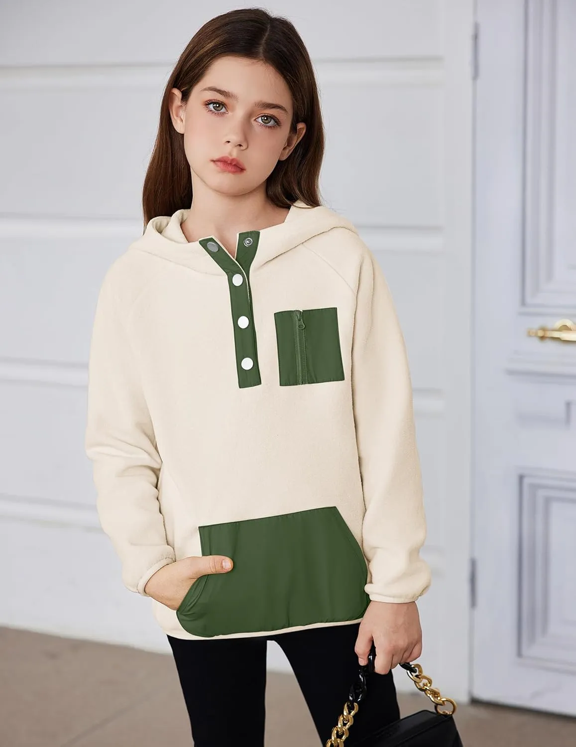 Arshiner Girls Fleece Pullover Hooded Sweatshirt Colorblock Sherpa Hoodie