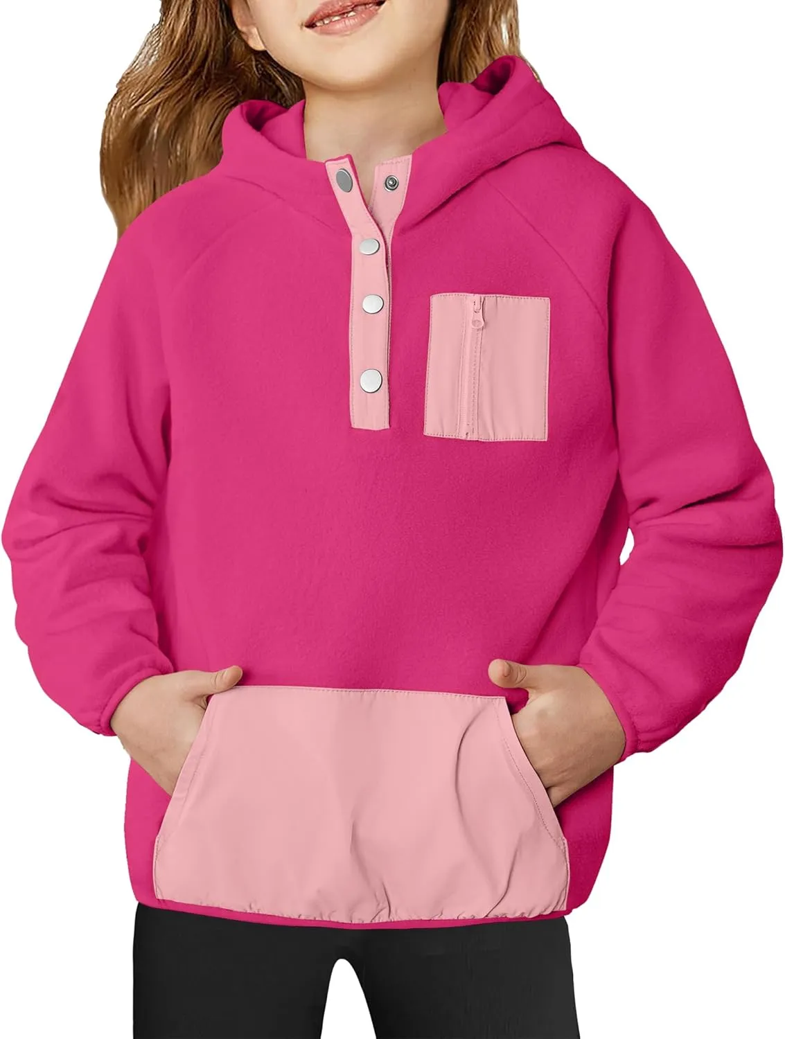 Arshiner Girls Fleece Pullover Hooded Sweatshirt Colorblock Sherpa Hoodie