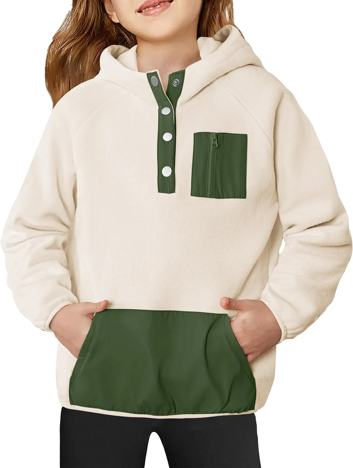 Arshiner Girls Fleece Pullover Hooded Sweatshirt Colorblock Sherpa Hoodie
