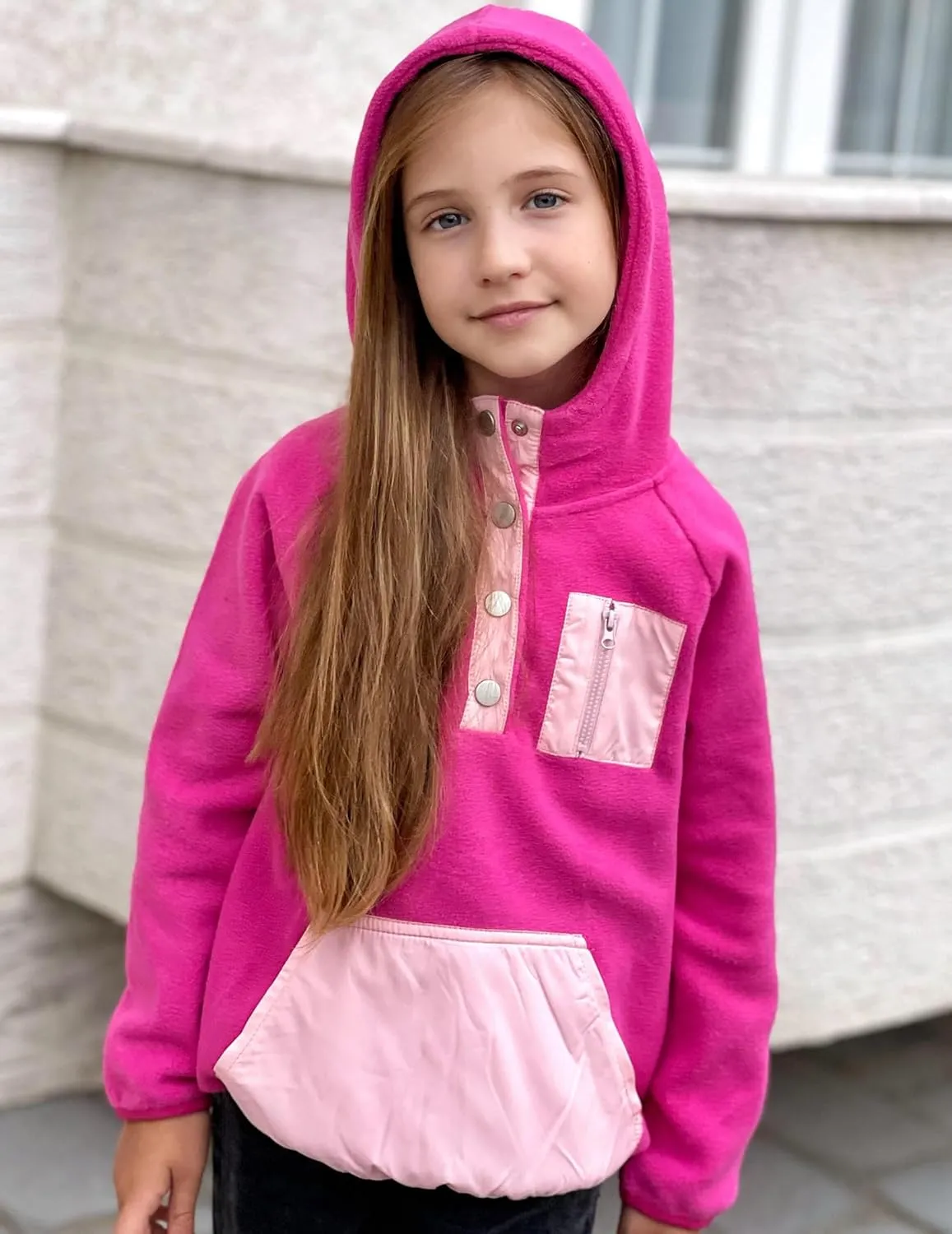 Arshiner Girls Fleece Pullover Hooded Sweatshirt Colorblock Sherpa Hoodie