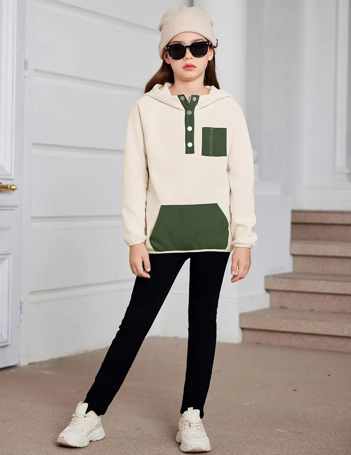 Arshiner Girls Fleece Pullover Hooded Sweatshirt Colorblock Sherpa Hoodie