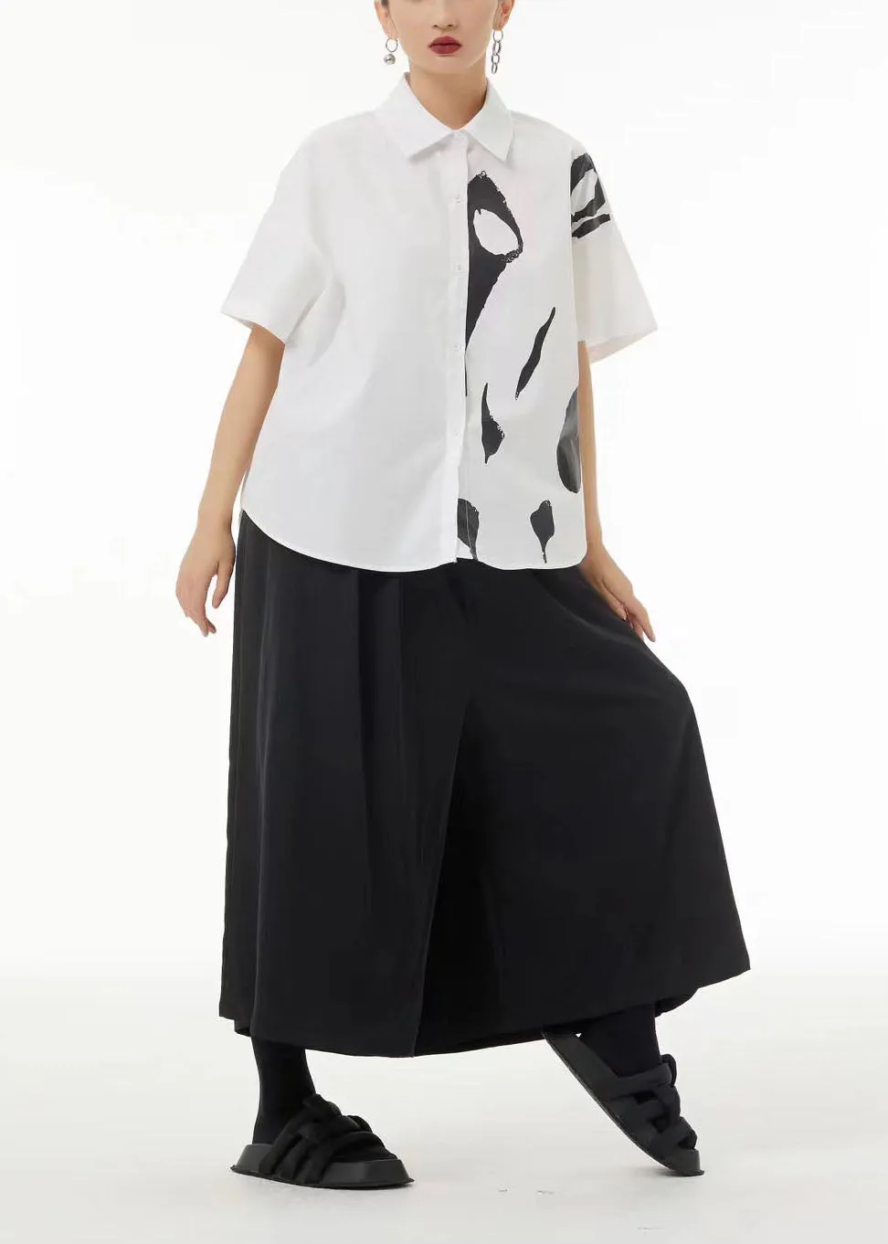 Art White Original Design Print Cotton Shirt Tops SummeR TS1066