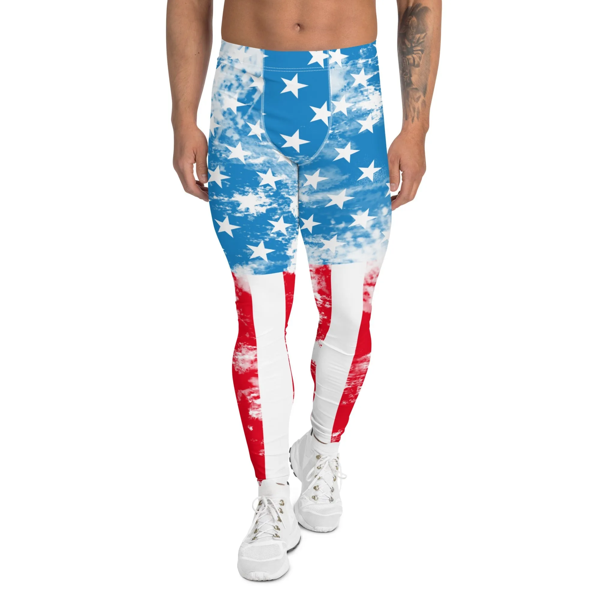 Artsy American Flag Men's Leggings