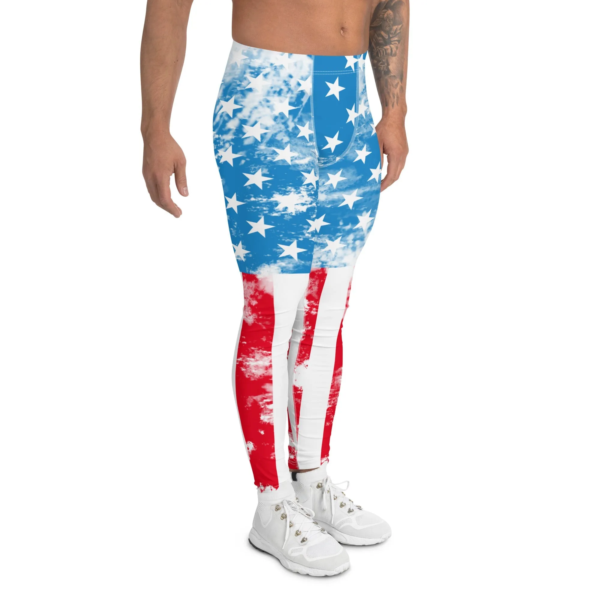 Artsy American Flag Men's Leggings