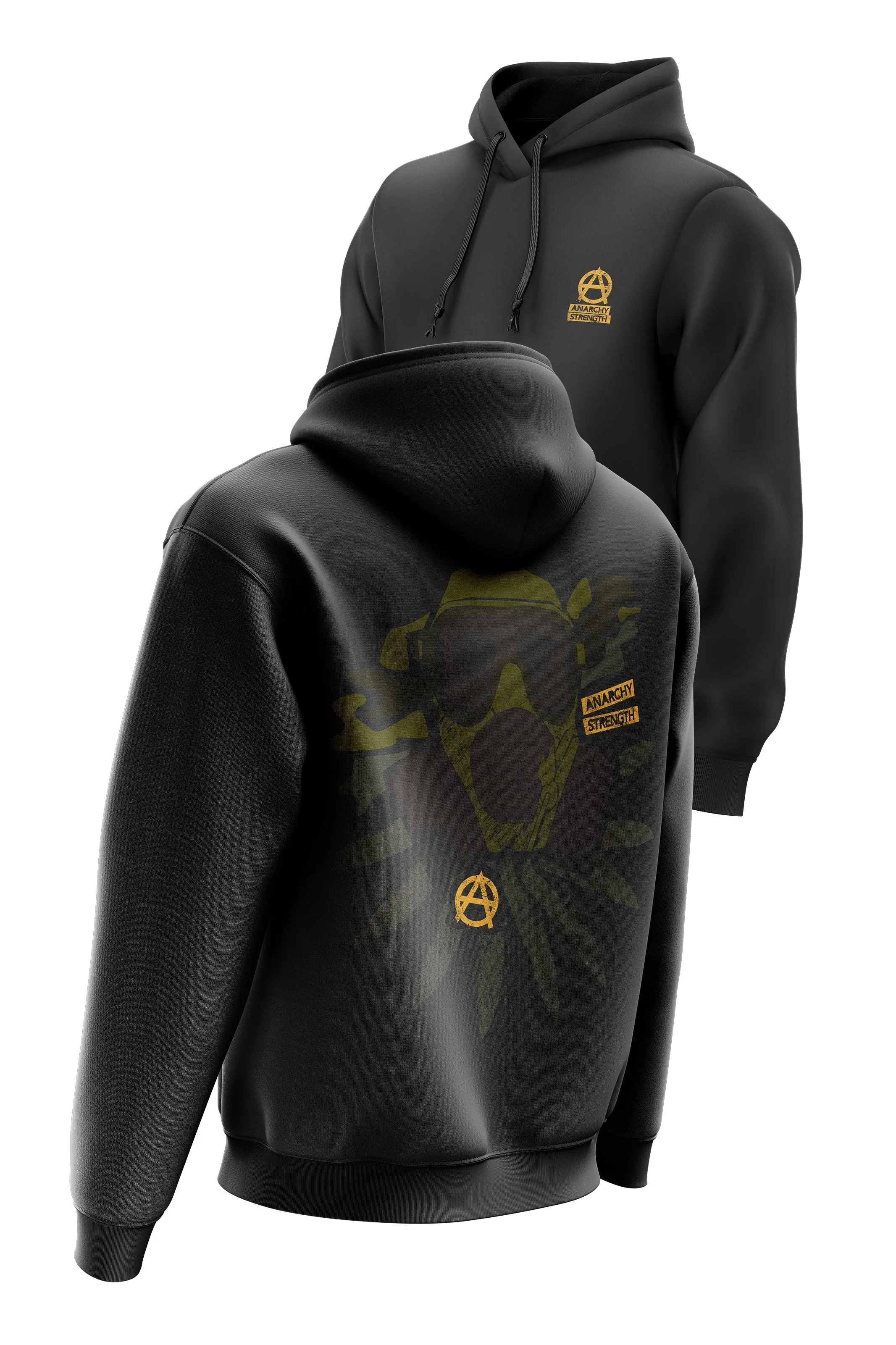 AS 'GAS MASK' HOODIE - BLACK