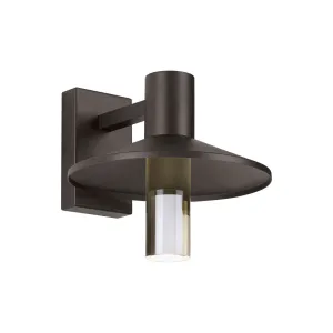 Ash 12 In. LED Lo-Output Outdoor Wall Sconce 619 Lumens 3000K Surge Protection Bronze Finish Clear Cylinder