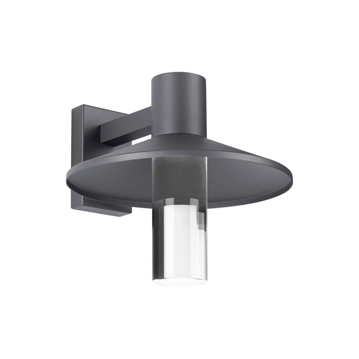 Ash 16 In. LED Hi-Output Outdoor Wall Sconce 1255 Lumens 2700K Button Photocontrol Gray Finish Clear Cylinder