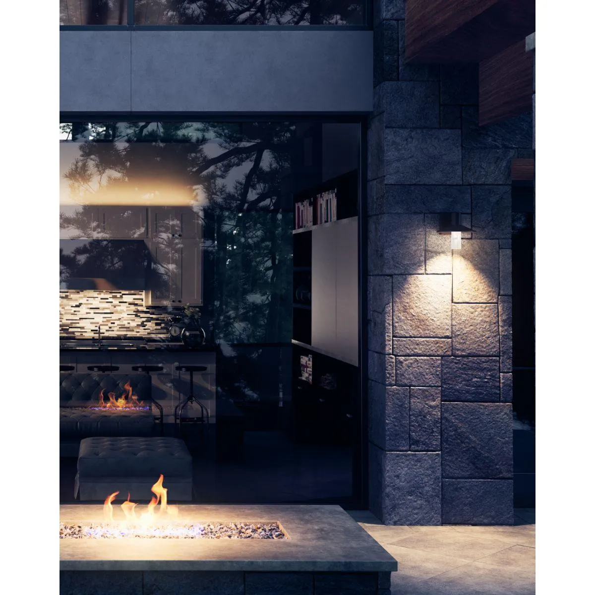 Ash 8 In. LED Hi-Output Outdoor Wall Sconce 1189 Lumens 3000K Button Photocontrol Gray Finish Clear Cylinder