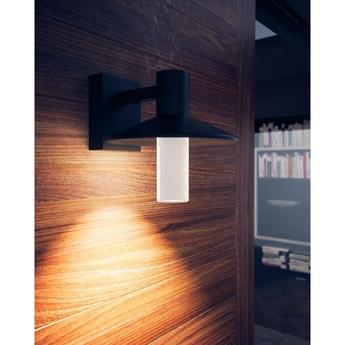 Ash 8 In. LED Hi-Output Outdoor Wall Sconce 1189 Lumens 3000K Button Photocontrol Gray Finish Clear Cylinder