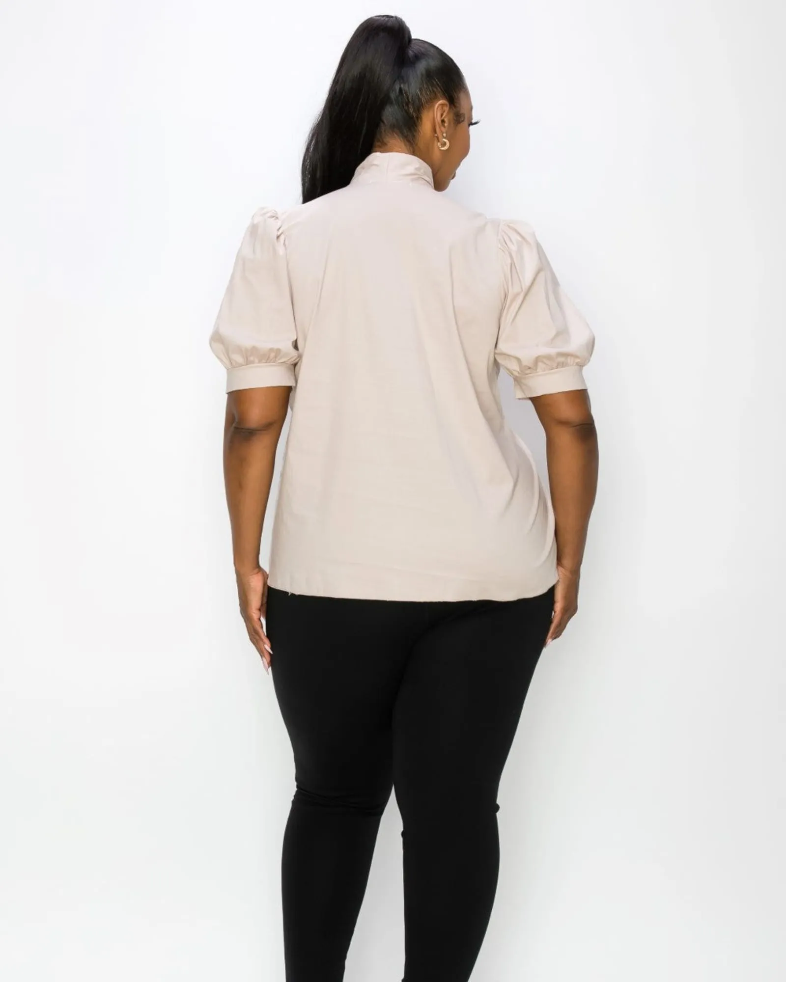 Ashlyn Tie Neck Blouse | Taupe