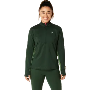 Asics Women&#x27;s Winter Run 1/2 Zip Mid Layer Rain Forest/Cedar Green | Buy Asics Women&#x27;s Winter Run 1/2 Zip Mid Layer Rain Forest/Cedar Green here | Outnorth