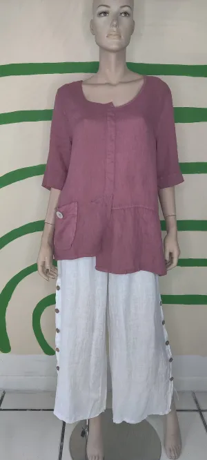 Asimetric Pocket Button Blouse Curve