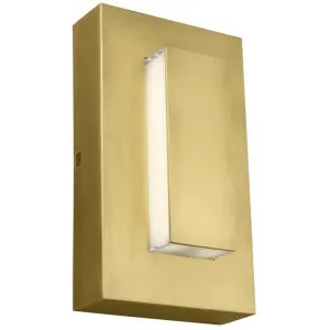 Aspen 8 In. LED Outdoor Wall Sconce with in-line Fuse Natural Brass Finish