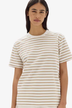 Assembly Label -  Port Stripe Short Sleeve Tee - Antique White /Tan Stripe