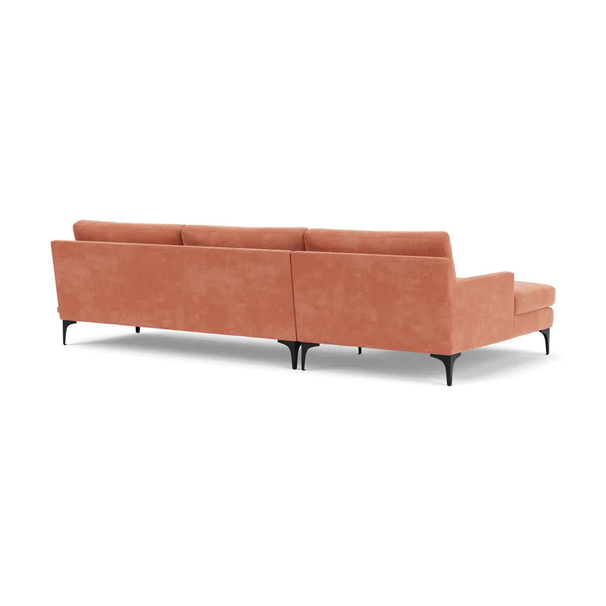 Astha Fabric Left Chaise Sofa (Black Metal, Dusty Rose)