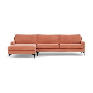 Astha Fabric Left Chaise Sofa (Black Metal, Dusty Rose)