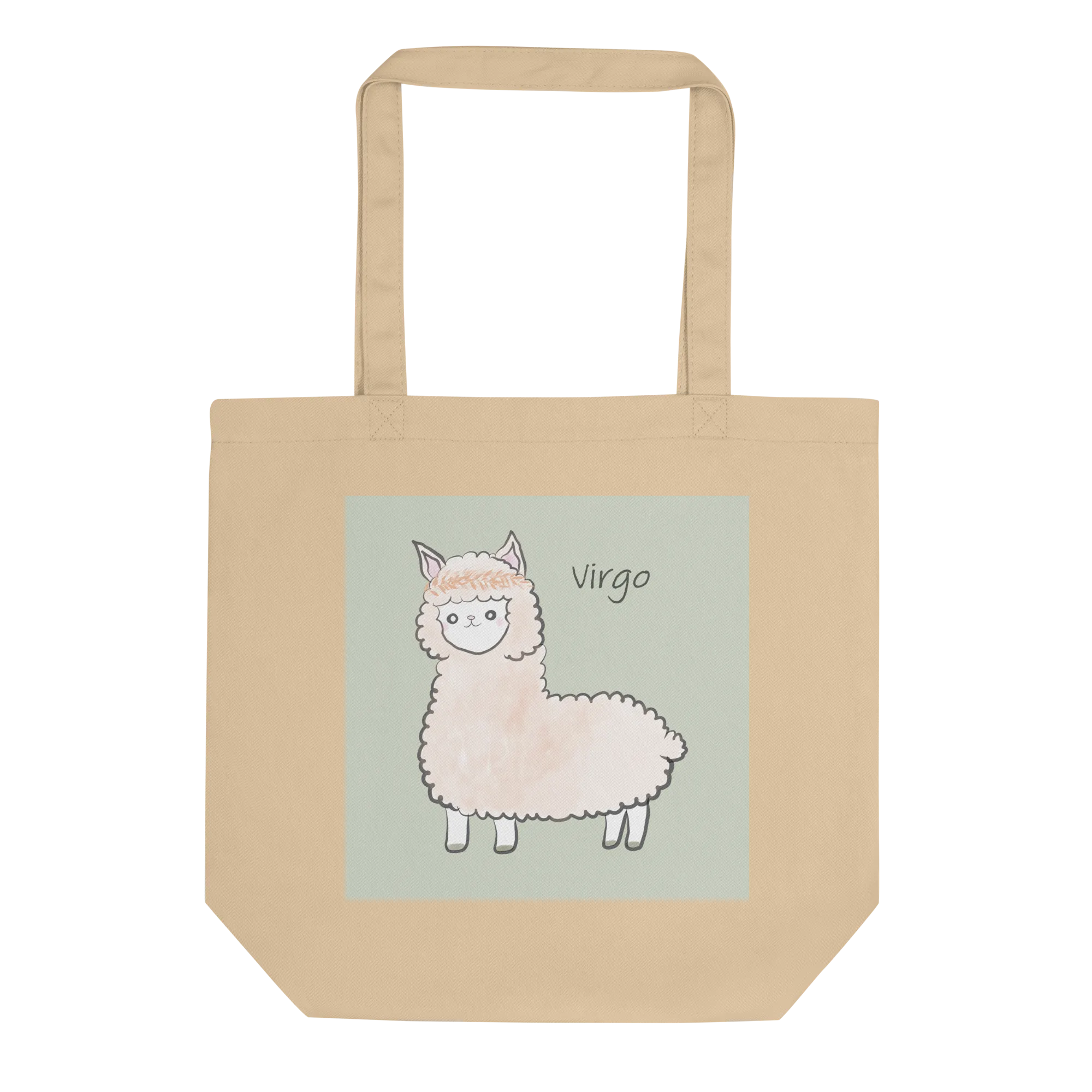 Astrology Tote Bag with Cute Alpaca Zodiac Sign Virgo Organic Cotton Birthday Gift