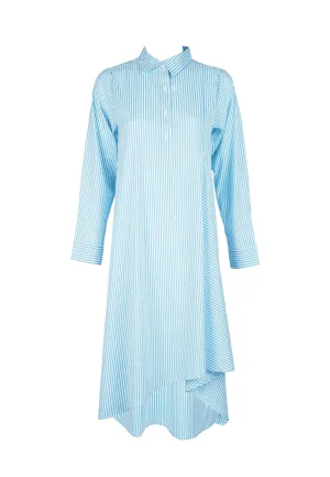 Asymmetrical Striped Buttoned Long Top Dress