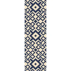 Aura Cobalt/Beige Runner Rug