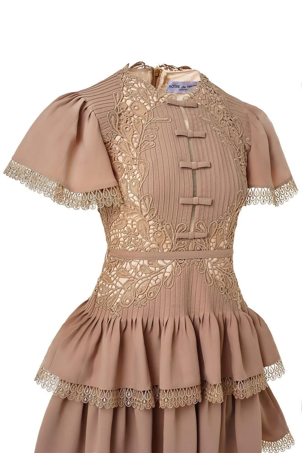 Aurora Layered Flutter Sleeved Polycotton Mini Dress