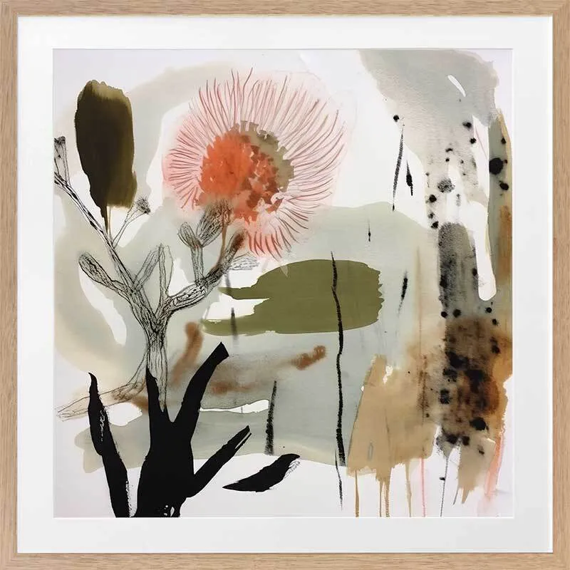 Aussie Florals Orange I Framed Art Print