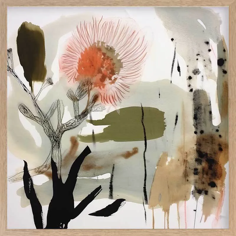 Aussie Florals Orange I Framed Art Print
