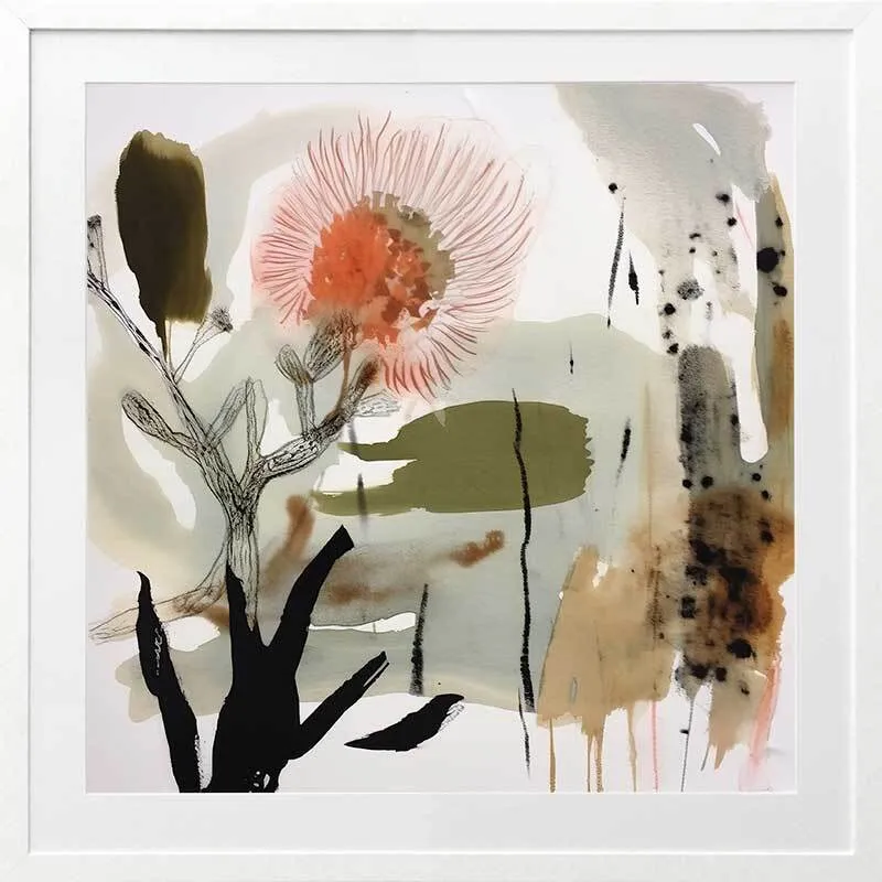 Aussie Florals Orange I Framed Art Print