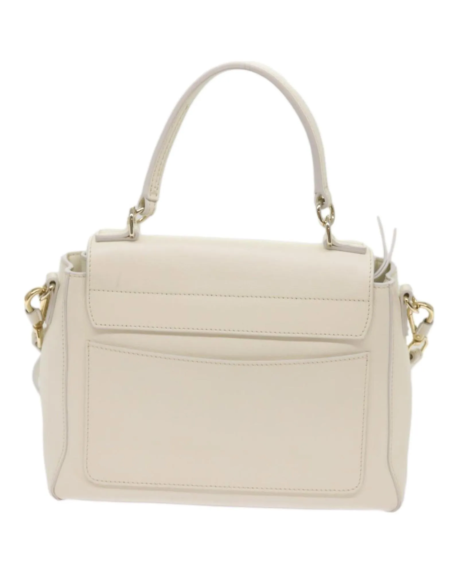 Authentic White Leather Day Handbag by Chloe Faye