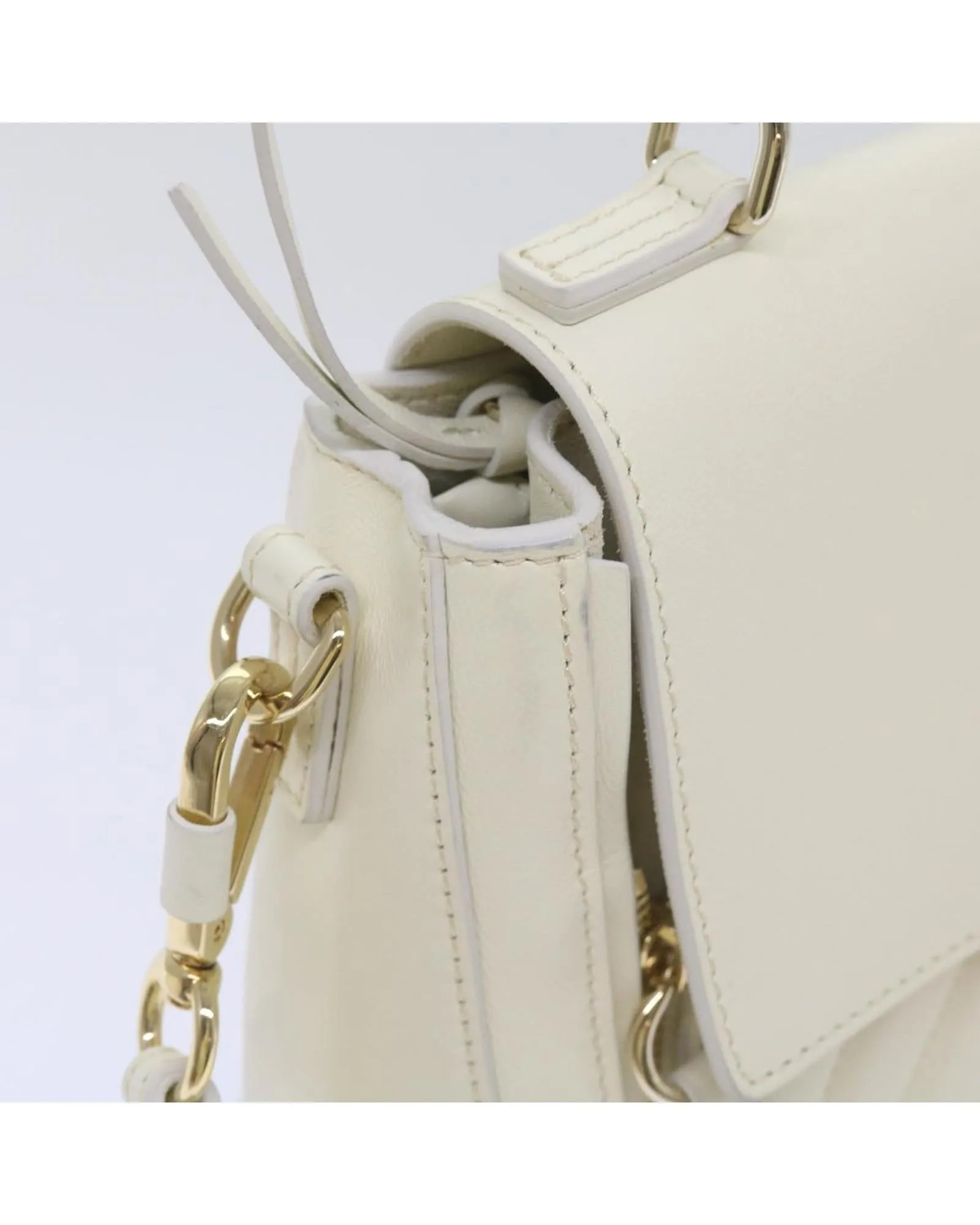 Authentic White Leather Day Handbag by Chloe Faye