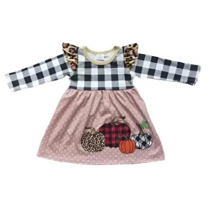 Autumn Pumpkin Leopard Western Twirly Dress