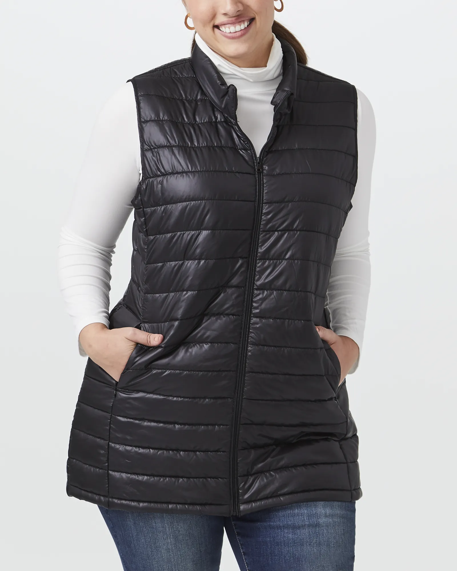 Avalynn Tunic Puffer Vest | Black