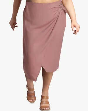 Avery Draped Pencil Skirt  | Pink / Pink