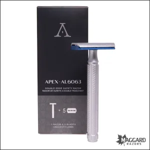 Aylsworth Razors The APEX AL-6063 Machined Aluminum Closed Comb DE Safety Razor, Silver and Blue