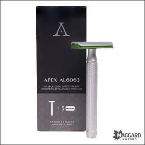 Aylsworth Razors The APEX AL-6063 Machined Aluminum Closed Comb DE Safety Razor, Silver and Green