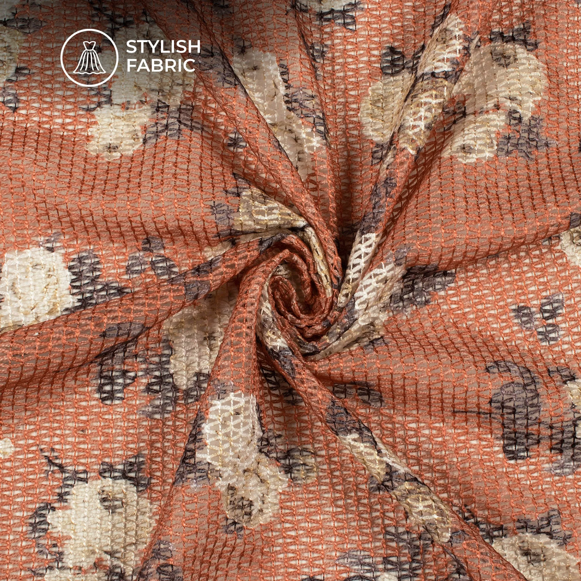 Azo Free Printed Tunisian Poly Crochet Net Fabric