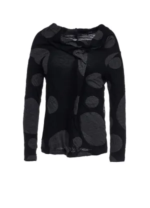 B SIDE DOT DRAPED HIGH NECK PO
