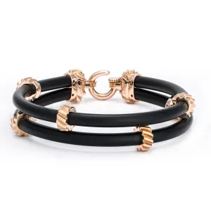 B497 Rubber Rose Gold Double Strand Gear