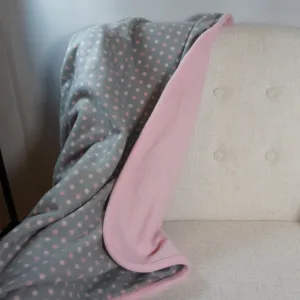 Baby - Blanket - Gray with Pink Polka Dots Baby - Blanket - Gray with Pink Polka Dots