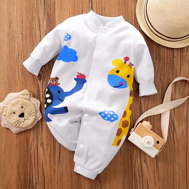 Baby Cute Animal Print Long/Short Sleeve Jumpsuits (2 Designs)