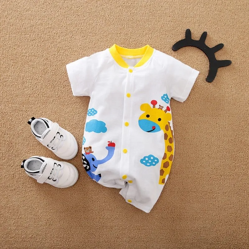 Baby Cute Animal Print Long/Short Sleeve Jumpsuits (2 Designs)