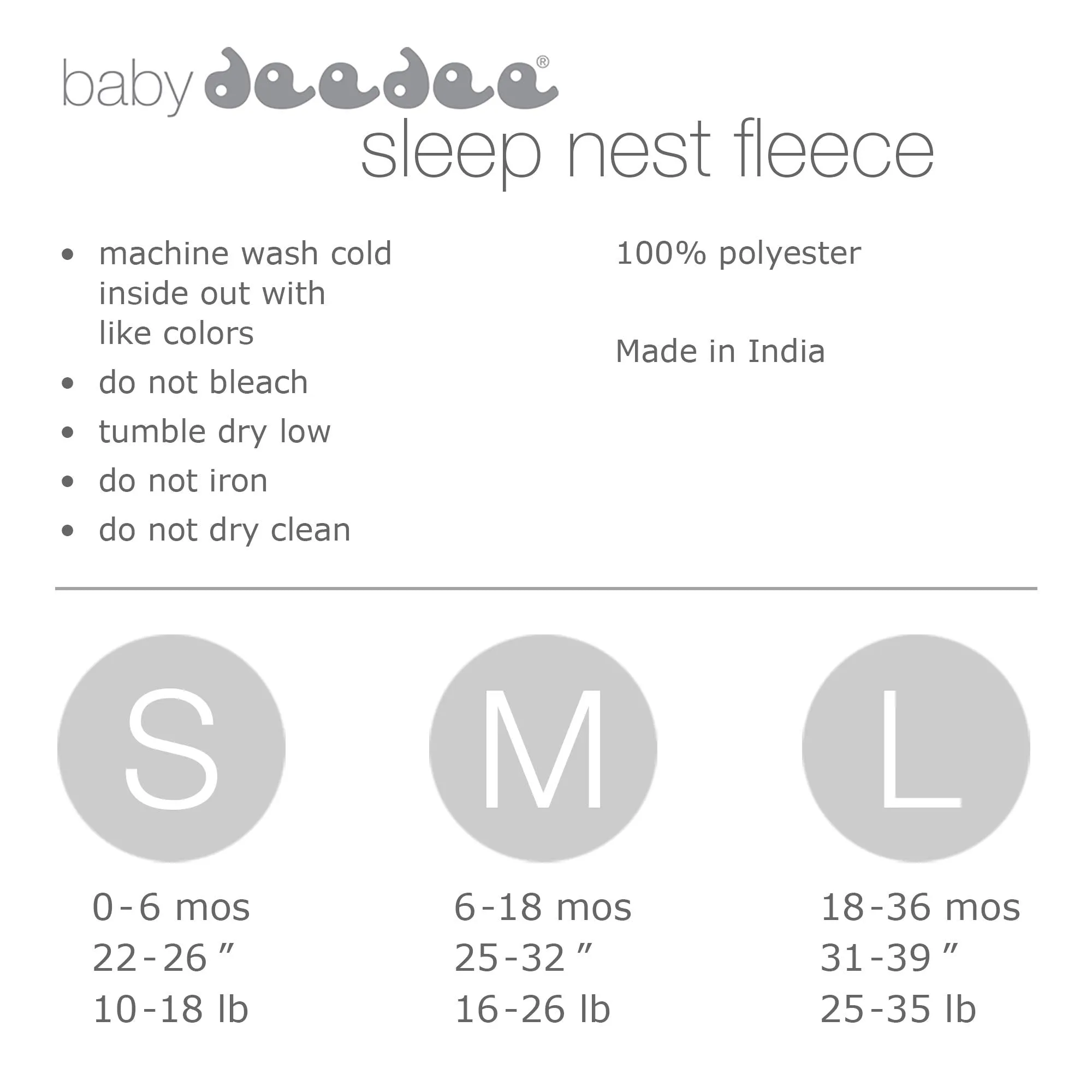 baby deedee Sleep nest Fleece Baby Sleeping Bag, Mocha Heather, Medium (6-18 Months)