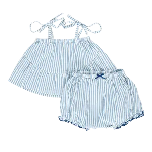 Baby Girls Stella 2-Piece Set - Blue Skinny Stripe