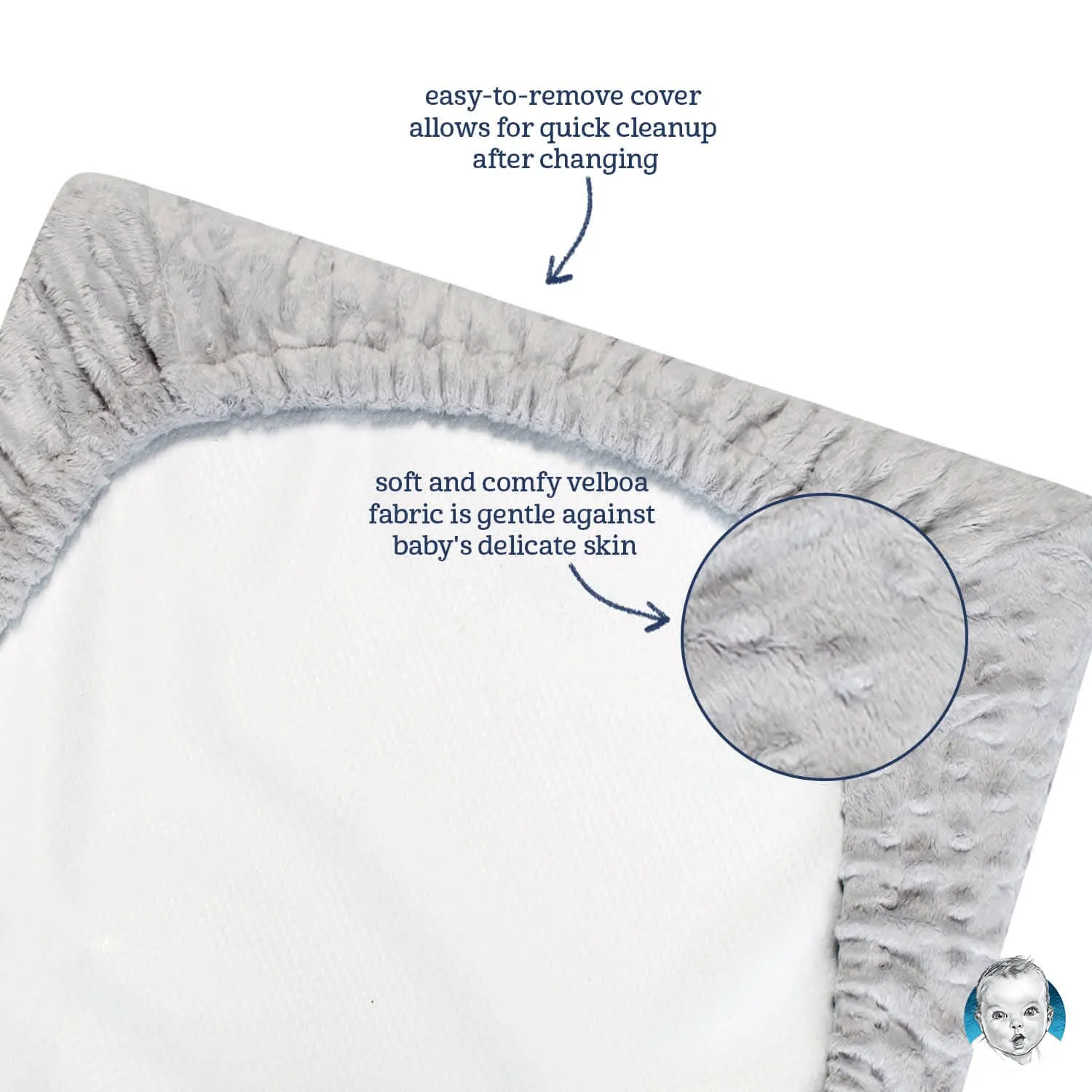 Baby Neutral Light Grey Dotted Changing Pad Cover