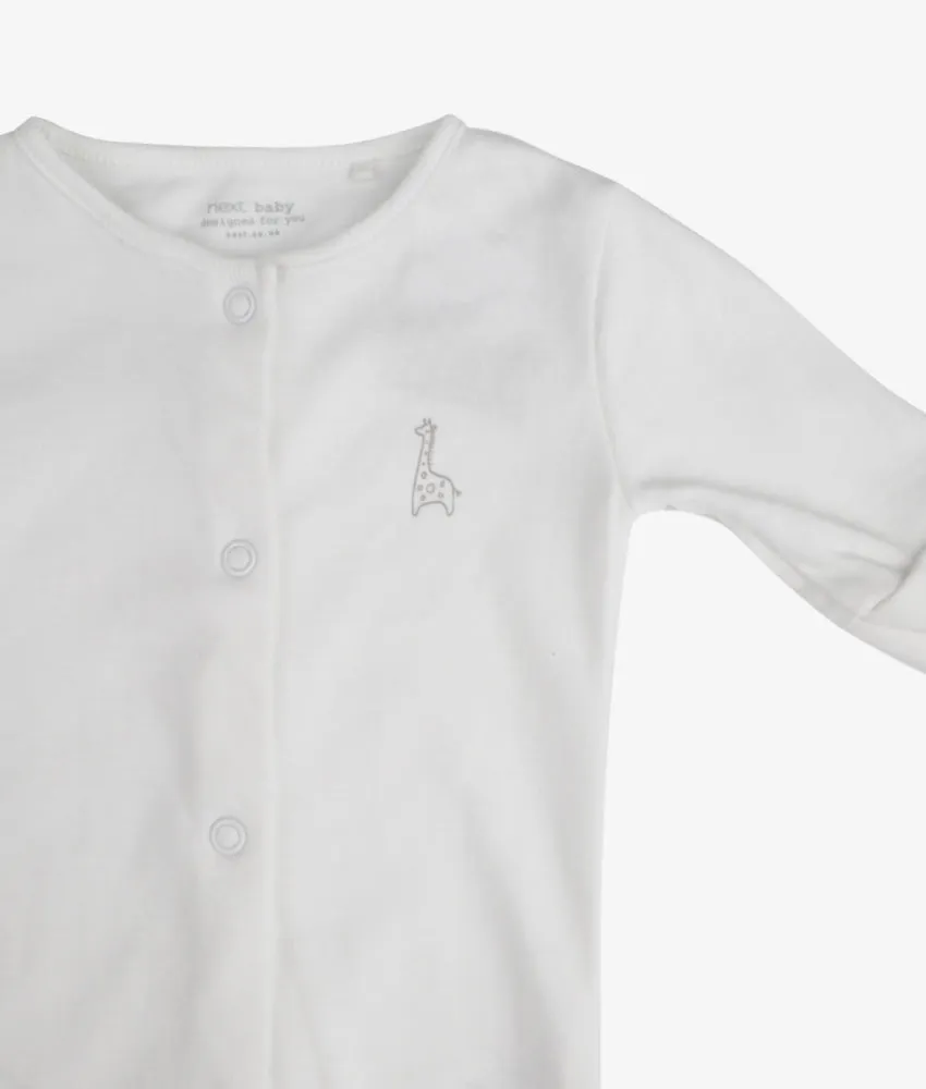 Baby Sleep Suits - White Giraffe