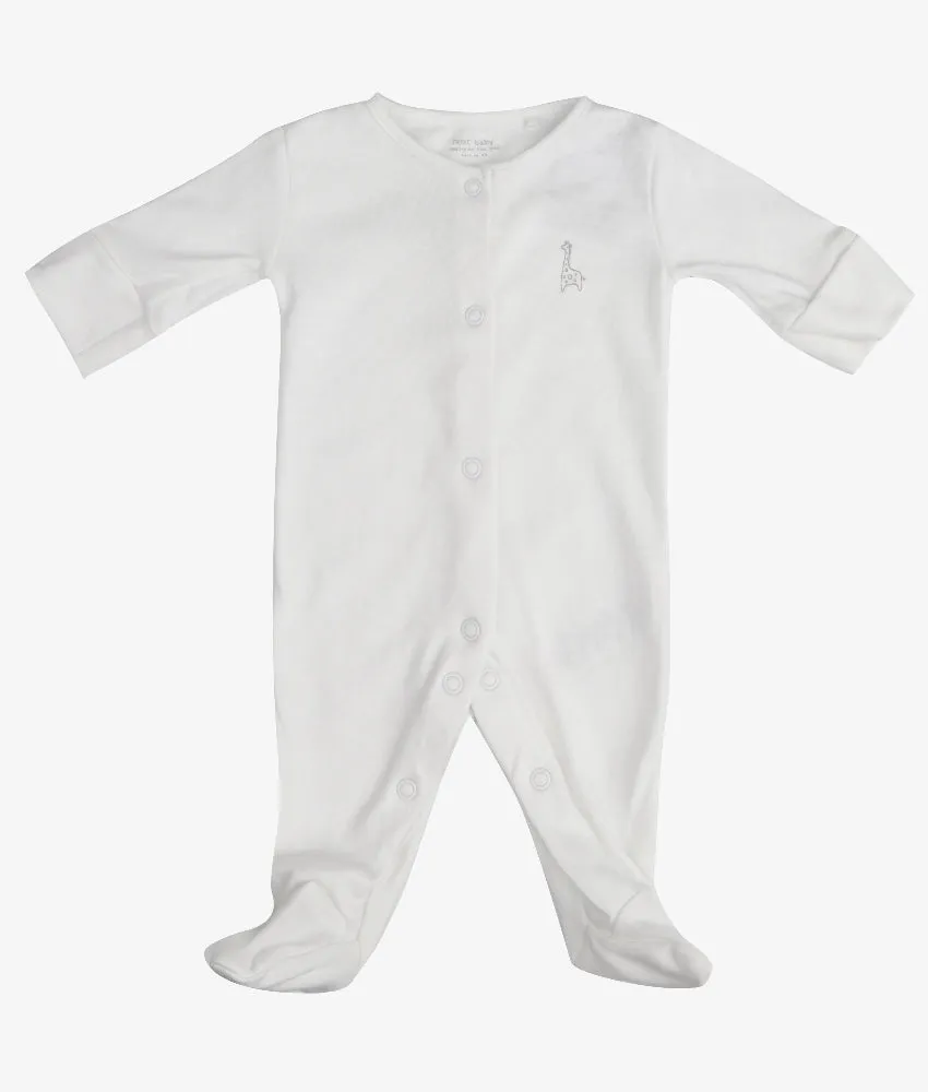 Baby Sleep Suits - White Giraffe