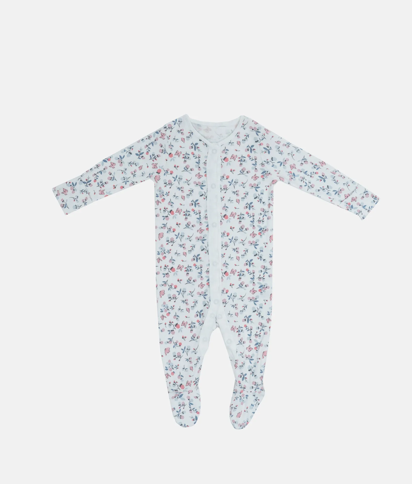 Baby Sleep Suits - White Pink Floral
